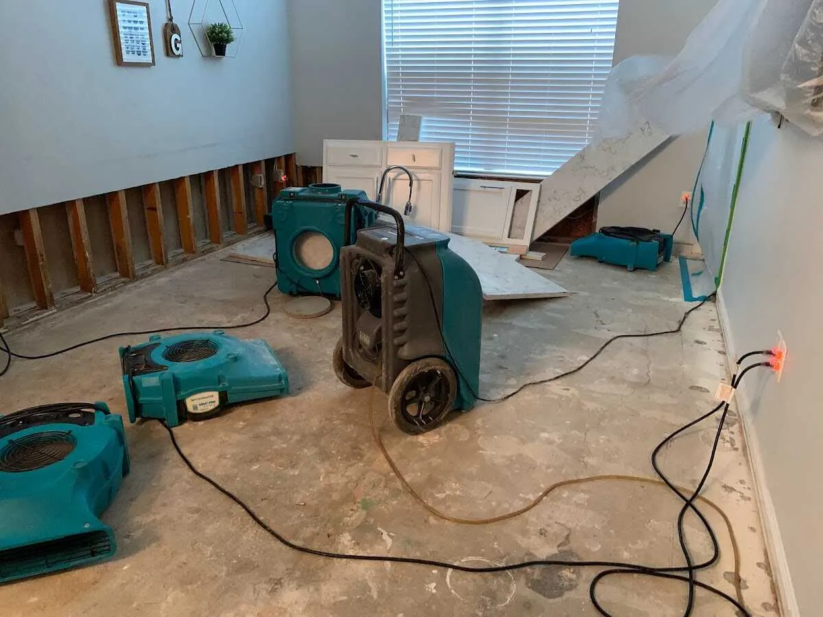 Dehumidifier in flood-cut room for Water Damage Restoration in Sandwich